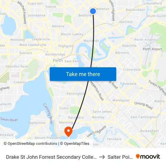 Drake St John Forrest Secondary College to Salter Point map