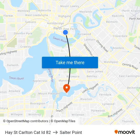 Hay St Carlton Cat Id 82 to Salter Point map