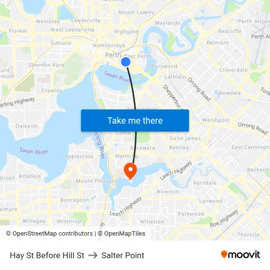 Hay St Before Hill St to Salter Point map