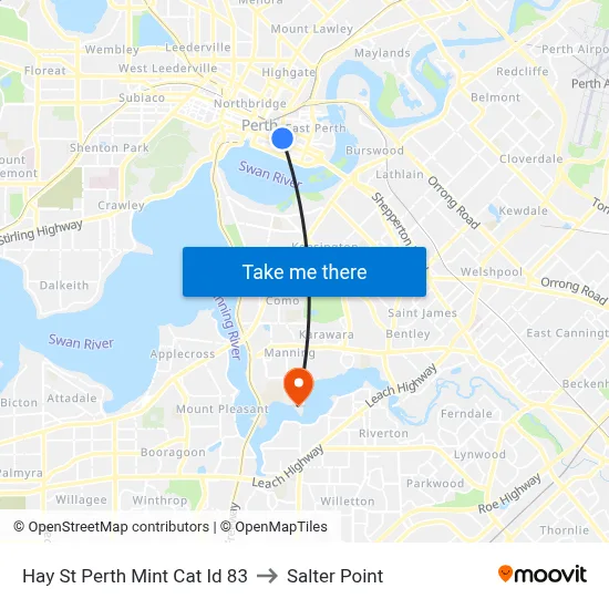 Hay St Perth Mint Cat Id 83 to Salter Point map