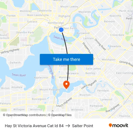 Hay St Victoria Avenue Cat Id 84 to Salter Point map