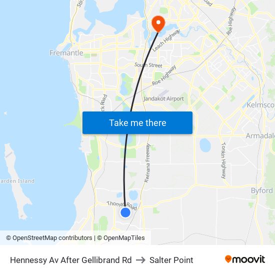 Hennessy Av After Gellibrand Rd to Salter Point map