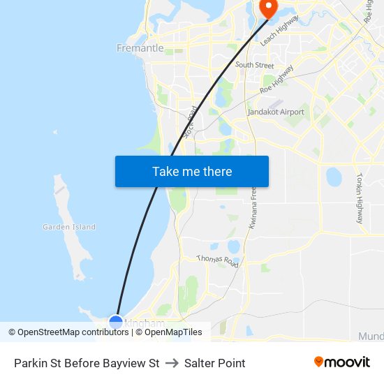 Parkin St Before Bayview St to Salter Point map