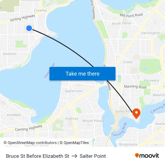Bruce St Before Elizabeth St to Salter Point map