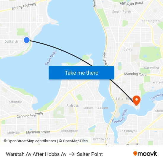 Waratah Av After Hobbs Av to Salter Point map