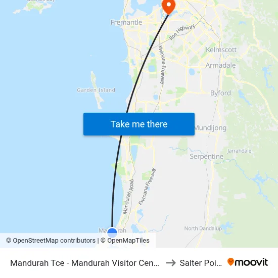 Mandurah Tce  - Mandurah Visitor Centre to Salter Point map