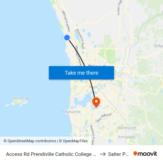 Access Rd Prendiville Catholic College Stand 3 to Salter Point map