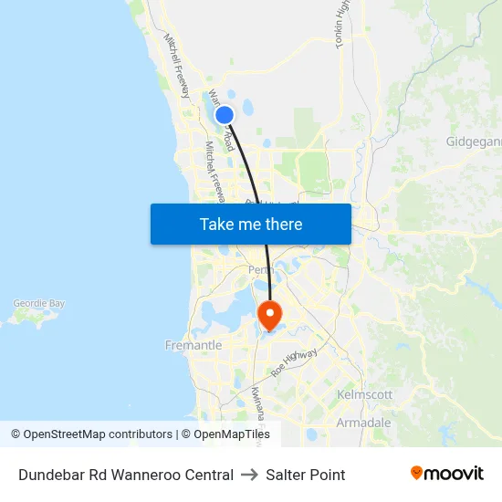 Dundebar Rd Wanneroo Central to Salter Point map