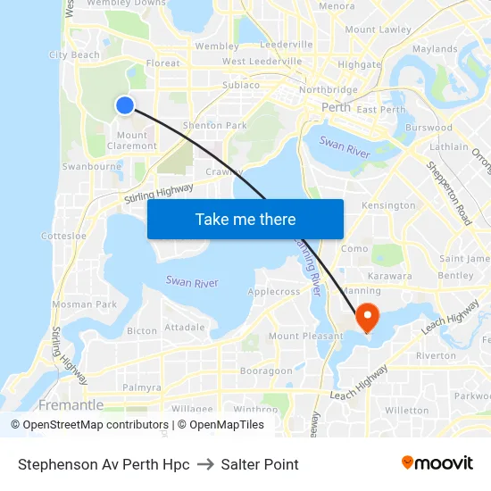 Stephenson Av Perth Hpc to Salter Point map