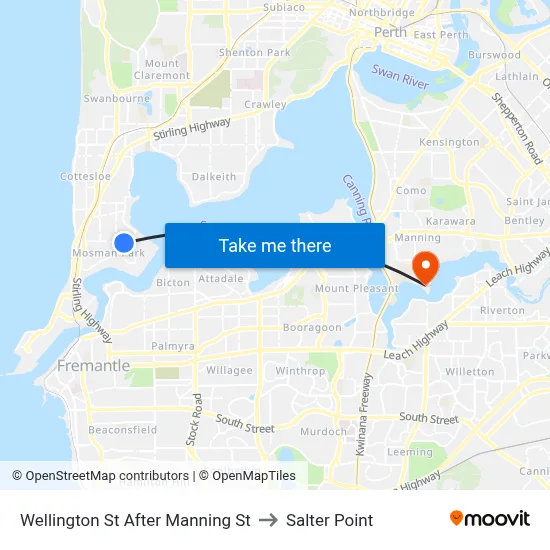 Wellington St After Manning St to Salter Point map