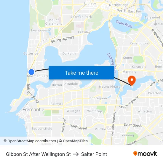 Gibbon St After Wellington St to Salter Point map