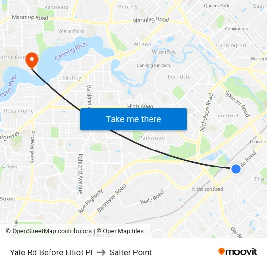 Yale Rd Before Elliot Pl to Salter Point map