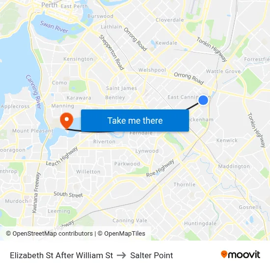 Elizabeth St After William St to Salter Point map