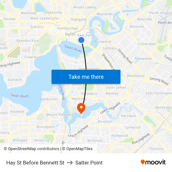 Hay St Before Bennett St to Salter Point map