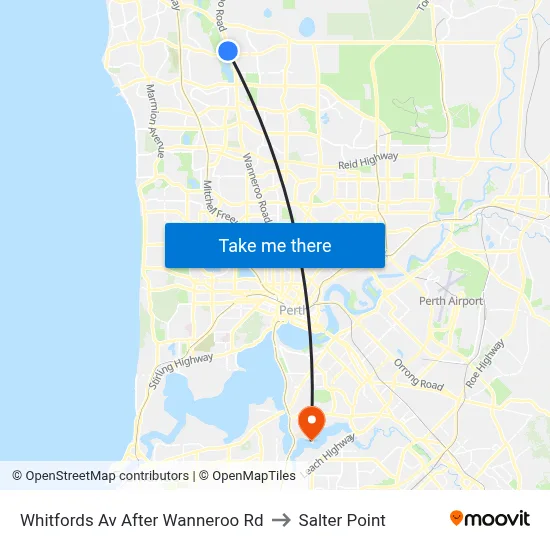 Whitfords Av After Wanneroo Rd to Salter Point map