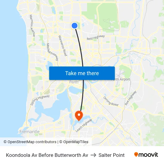 Koondoola Av Before Butterworth Av to Salter Point map