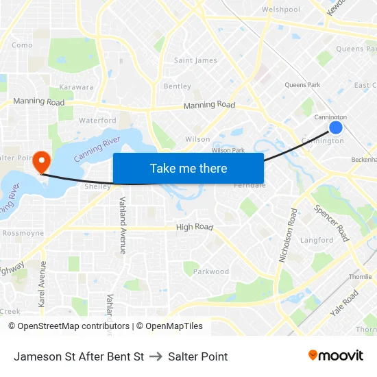 Jameson St After Bent St to Salter Point map
