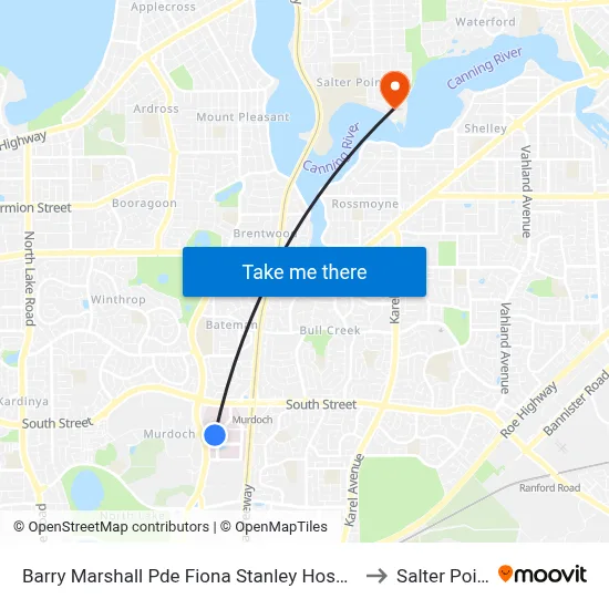 Barry Marshall Pde Fiona Stanley Hospital to Salter Point map