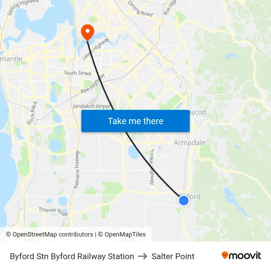 Byford Stn Byford Railway Station to Salter Point map