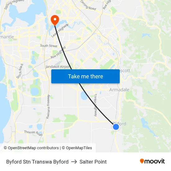 Byford Stn Transwa Byford to Salter Point map