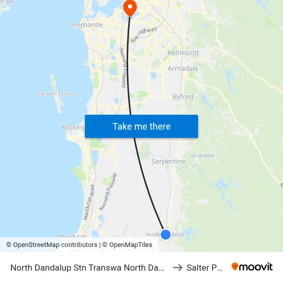 North Dandalup Stn Transwa North Dandalup to Salter Point map