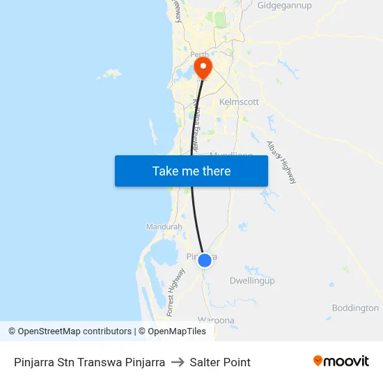 Pinjarra Stn Transwa Pinjarra to Salter Point map