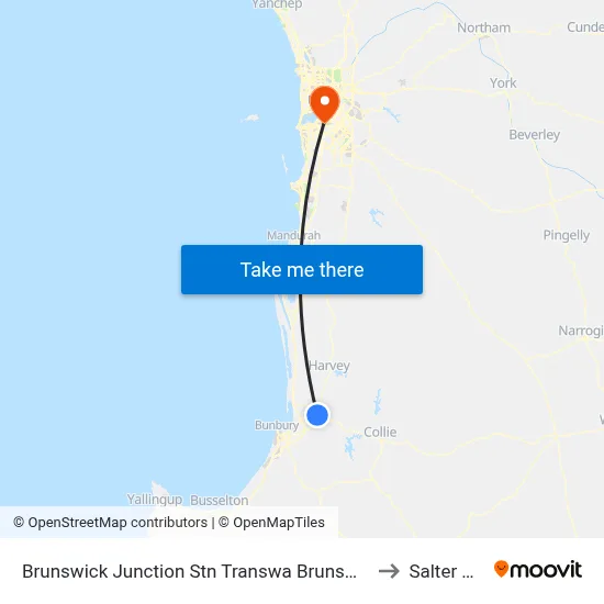 Brunswick Junction Stn Transwa Brunswick Junction to Salter Point map