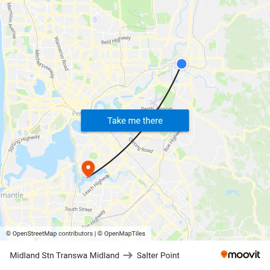 Midland Stn Transwa Midland to Salter Point map