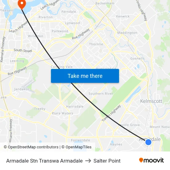 Armadale Stn Transwa Armadale to Salter Point map