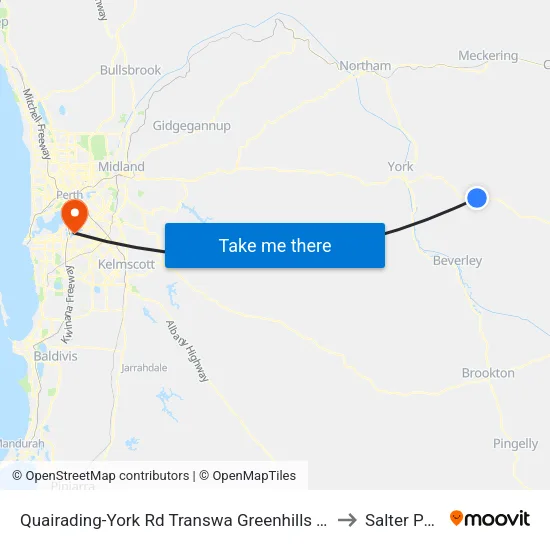 Quairading-York Rd Transwa Greenhills Turnoff to Salter Point map