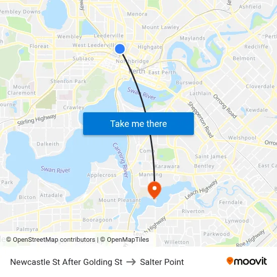 Newcastle St After Golding St to Salter Point map
