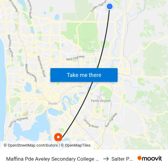 Maffina Pde Aveley Secondary College Stand 3 to Salter Point map