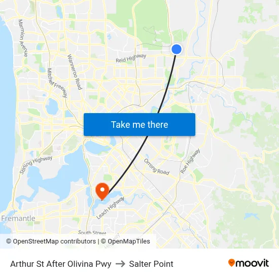 Arthur St After Olivina Pwy to Salter Point map
