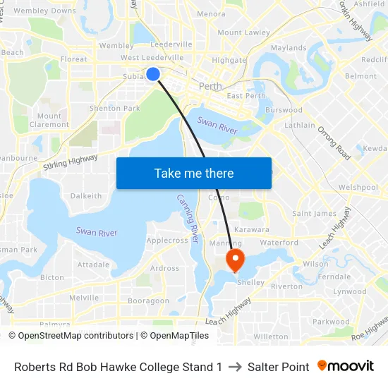 Roberts Rd Bob Hawke College Stand 1 to Salter Point map