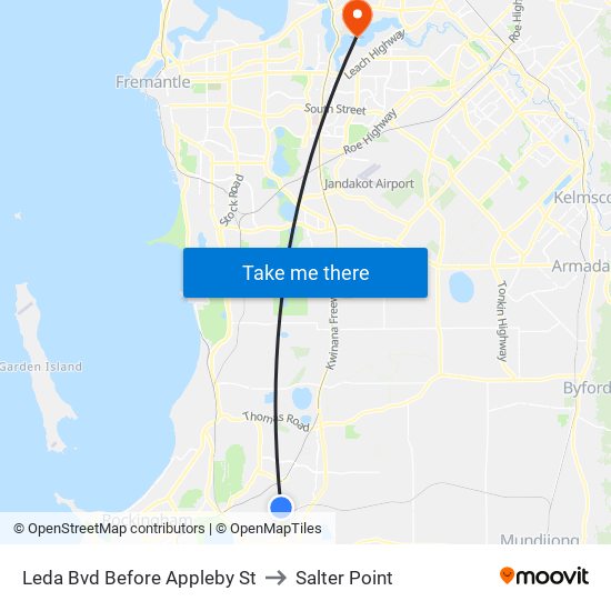 Leda Bvd Before Appleby St to Salter Point map