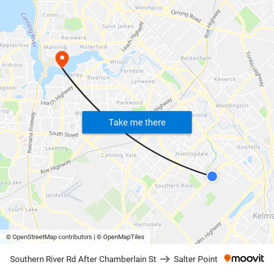 Southern River Rd After Chamberlain St to Salter Point map