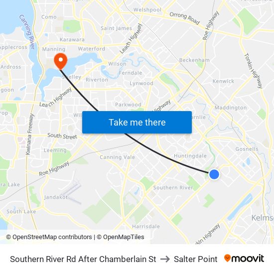 Southern River Rd After Chamberlain St to Salter Point map