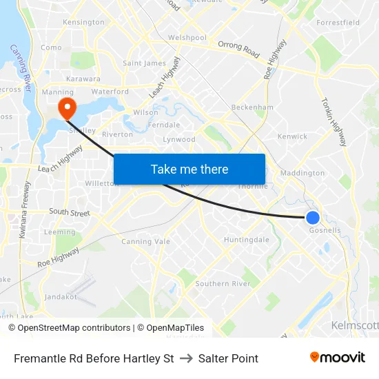 Fremantle Rd Before Hartley St to Salter Point map