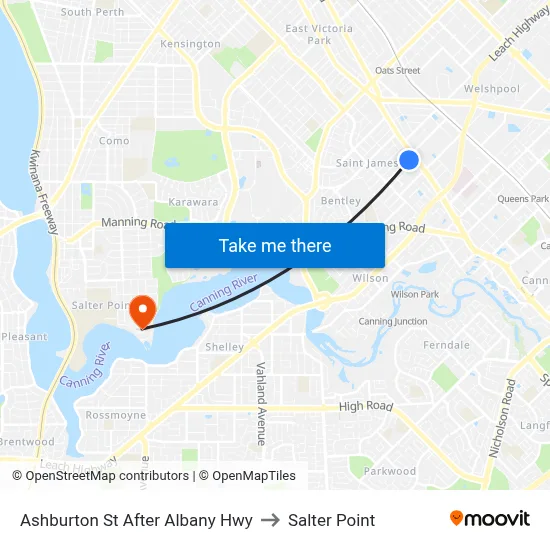 Ashburton St After Albany Hwy to Salter Point map