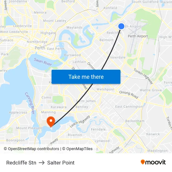 Redcliffe Stn to Salter Point map