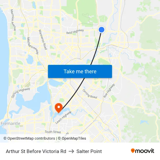Arthur St Before Victoria Rd to Salter Point map