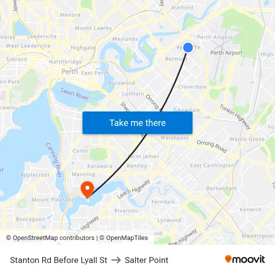 Stanton Rd Before Lyall St to Salter Point map
