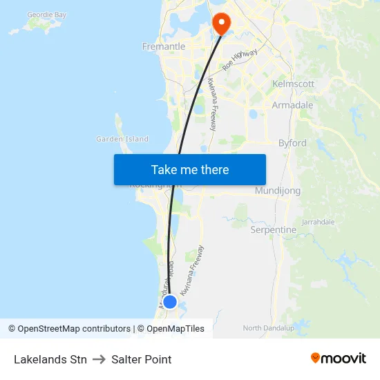 Lakelands Stn to Salter Point map