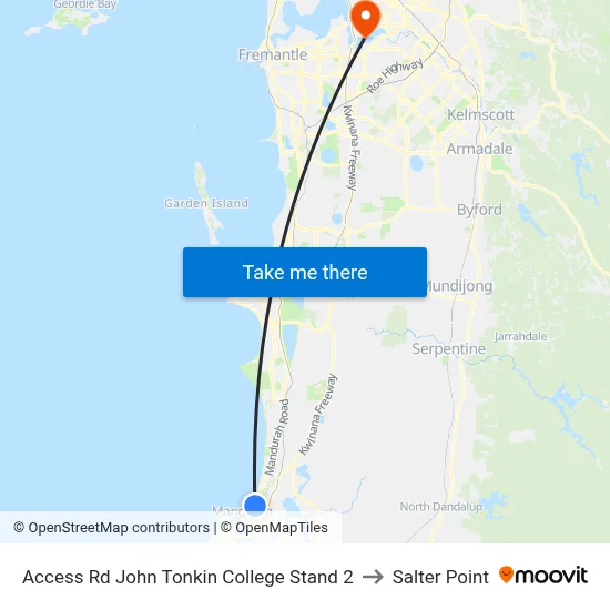 Access Rd John Tonkin College Stand 2 to Salter Point map