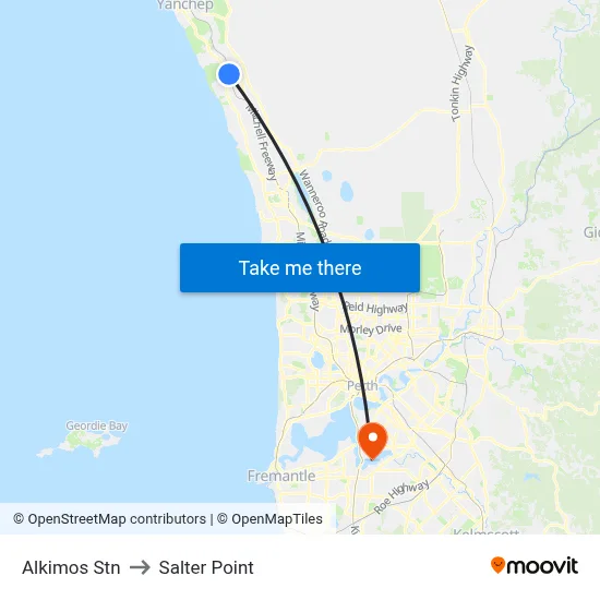 Alkimos Stn to Salter Point map