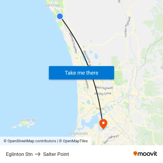 Eglinton Stn to Salter Point map