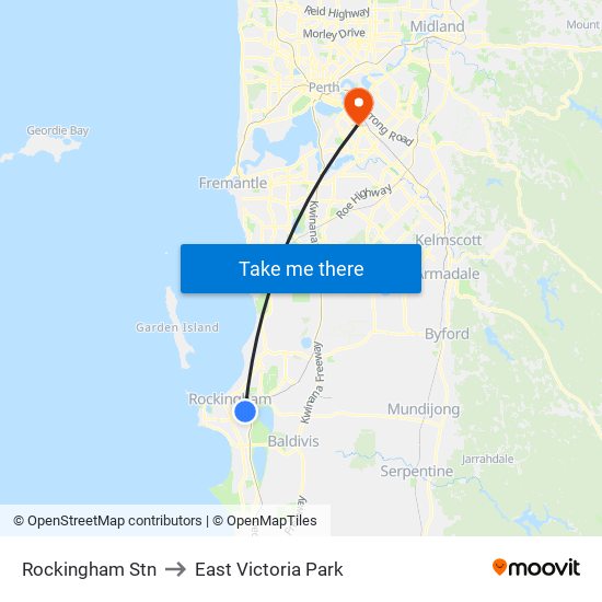 Rockingham Stn to East Victoria Park map