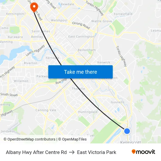 Albany Hwy After Centre Rd to East Victoria Park map
