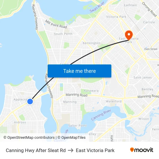 Canning Hwy After Sleat Rd to East Victoria Park map