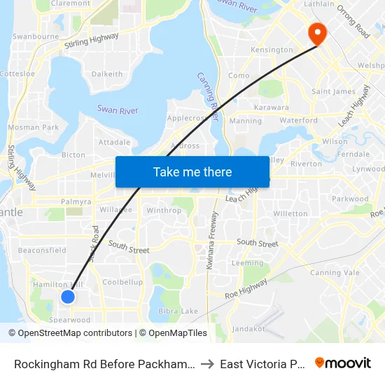 Rockingham Rd Before Packham Rd to East Victoria Park map